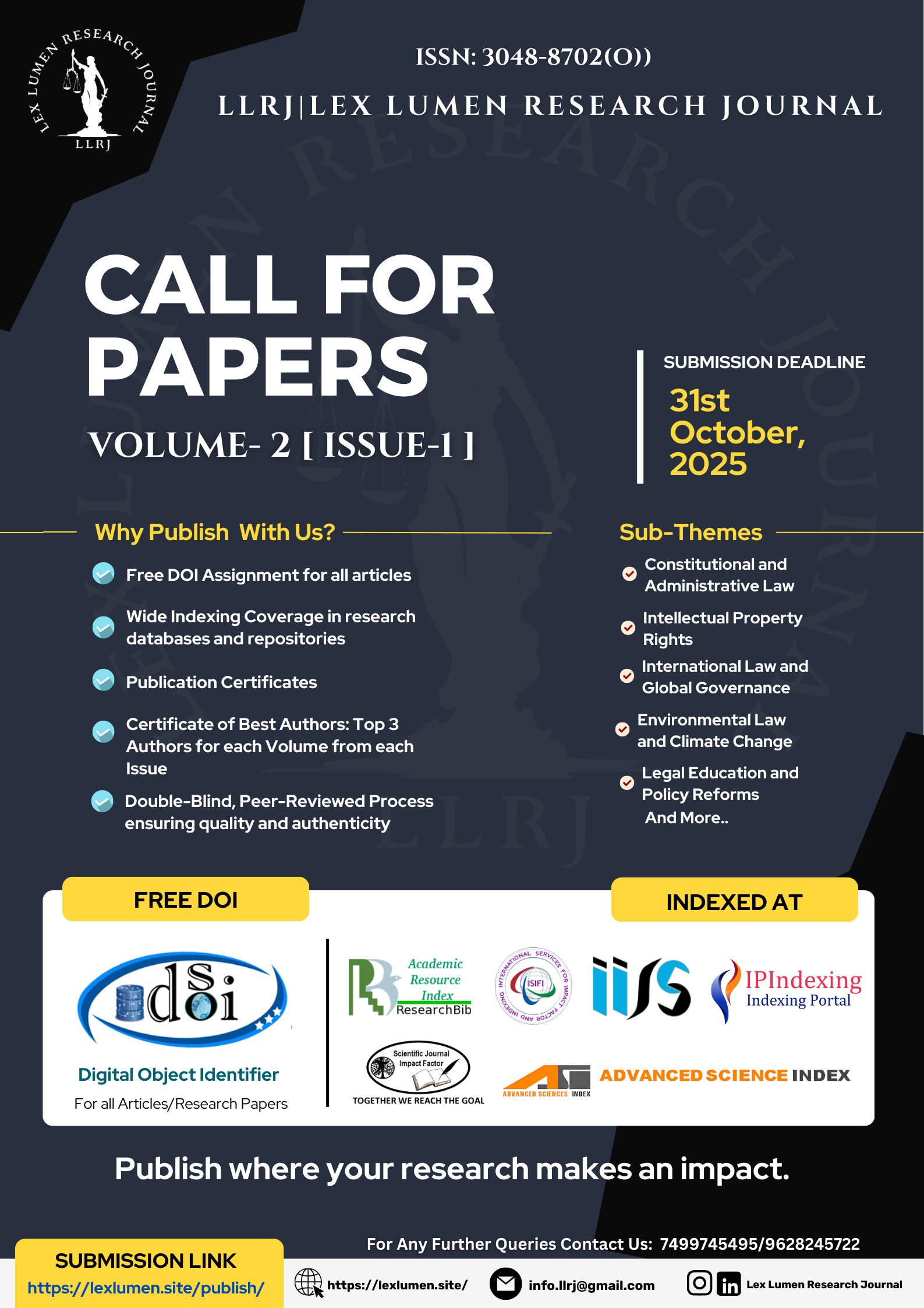 LLRJ | Call for Papers- Volume-2 ,Issue-1