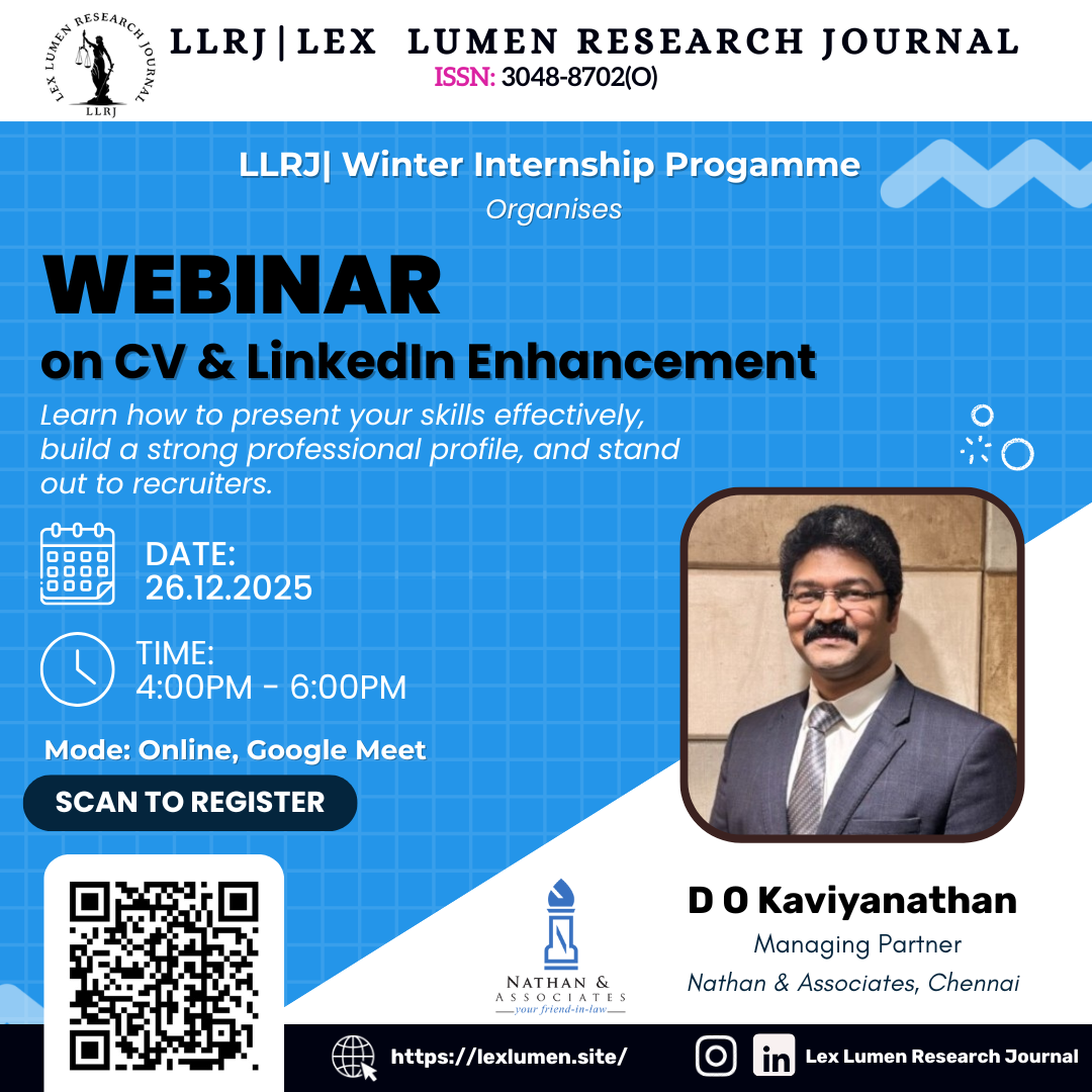 LLRJ| Webinar on CV & LinkedIn Enhancement