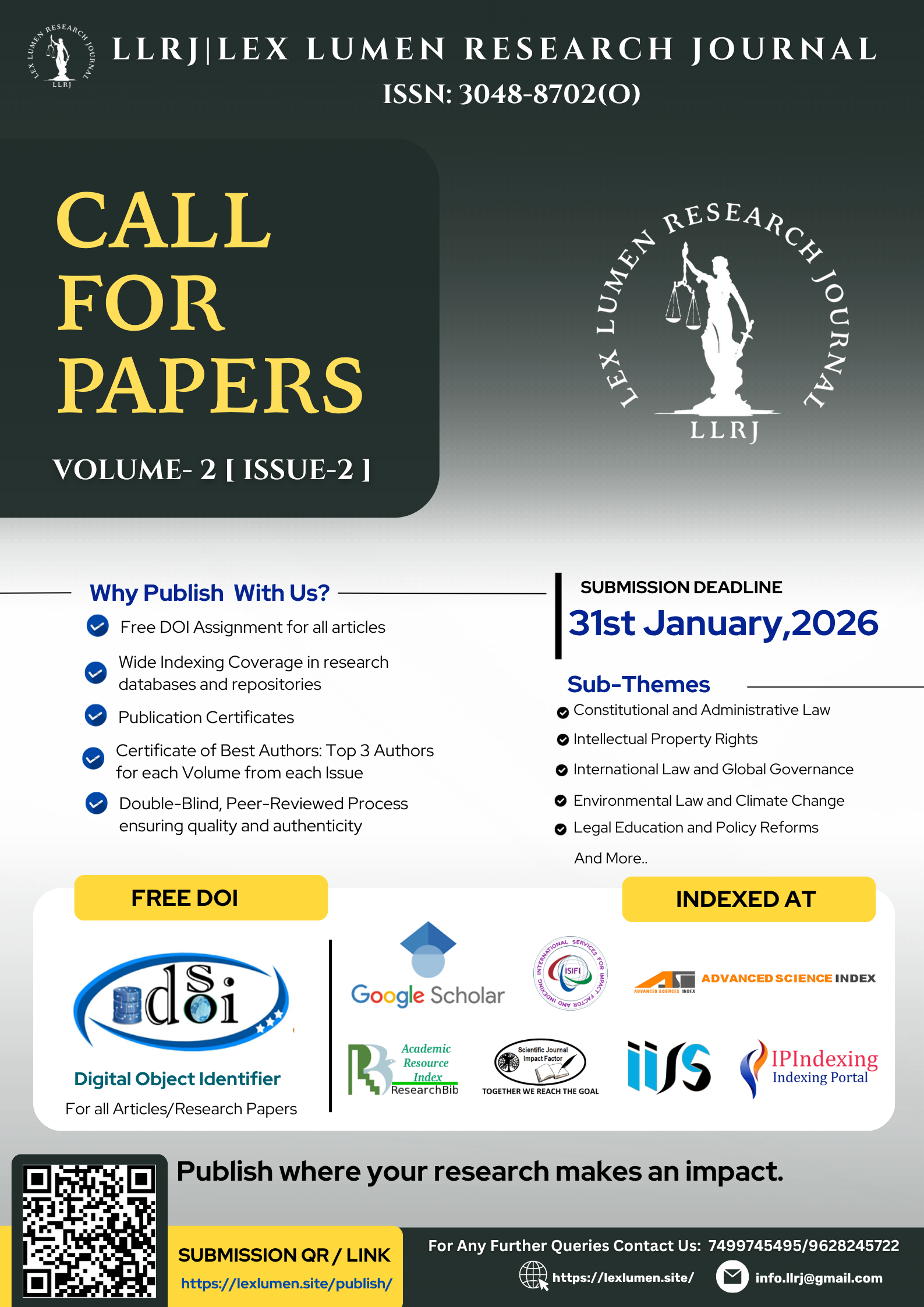 LLRJ | Call for Papers- Volume-2, Issue-2