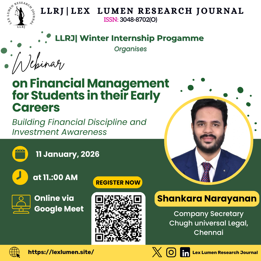 LLRJ| Webinar on Financial Management for Students in their Early Careers