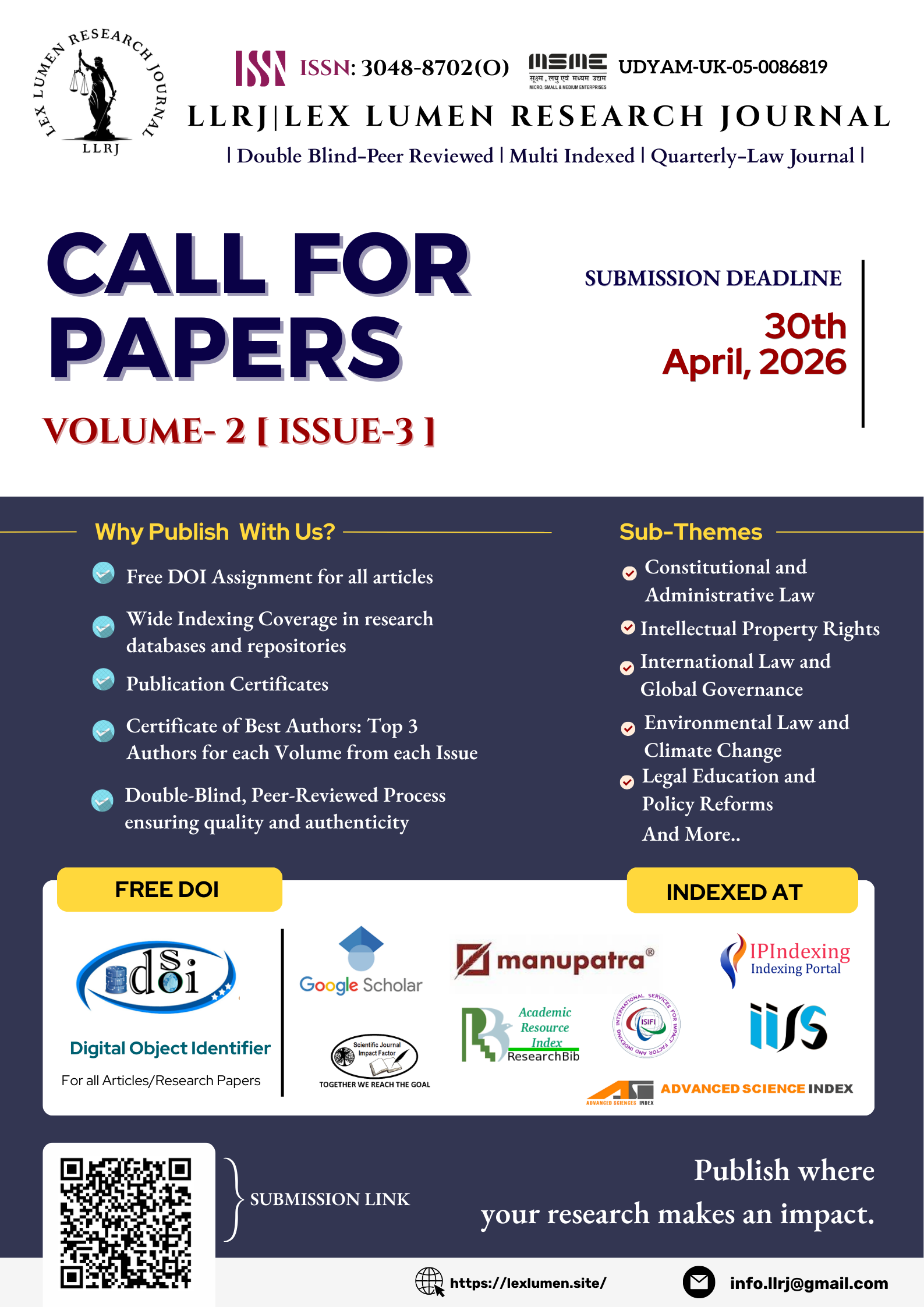 LLRJ | Call for Papers- Volume-2, Issue-3
