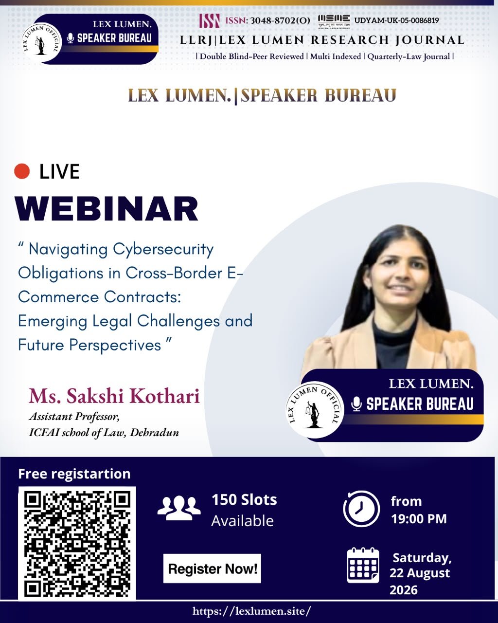 Webinar on “Navigating Cybersecurity Obligations in Cross-Border E-Commerce Contracts: Emerging Legal Challenges and Future Perspectives”