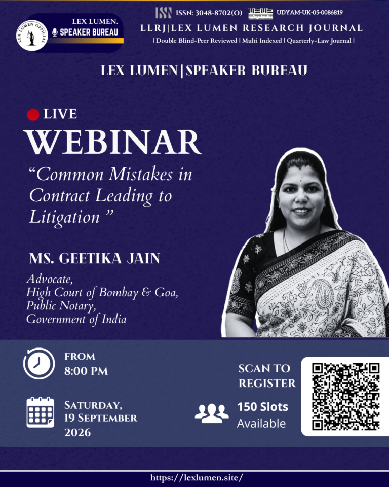 Webinar on "Common Mistakes in Contract Drafting Leading to Litigation"